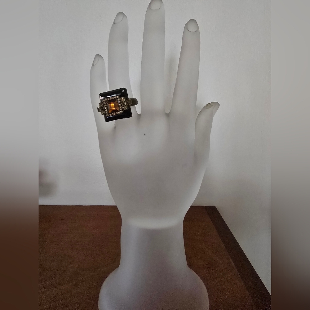 Judith Leiber ($545) Black and Gold Statement Ring (7)